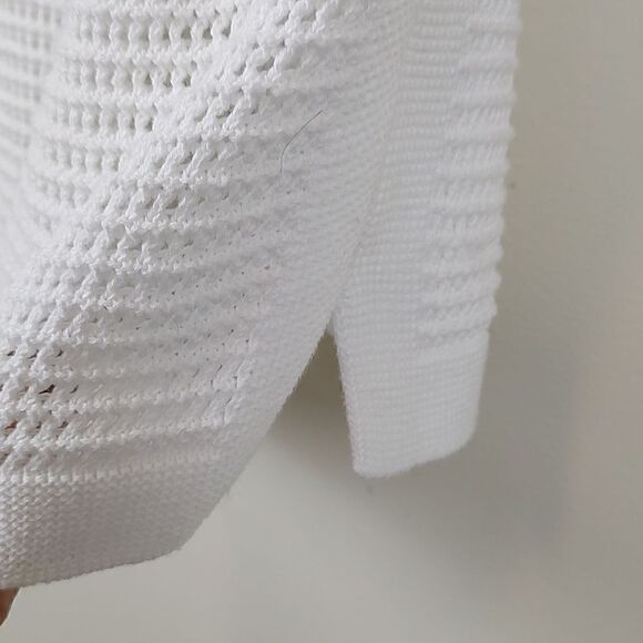 J Jill Textured Open Weave Knit Extended Shoulder Top in White Size SP - Picture 8 of 11